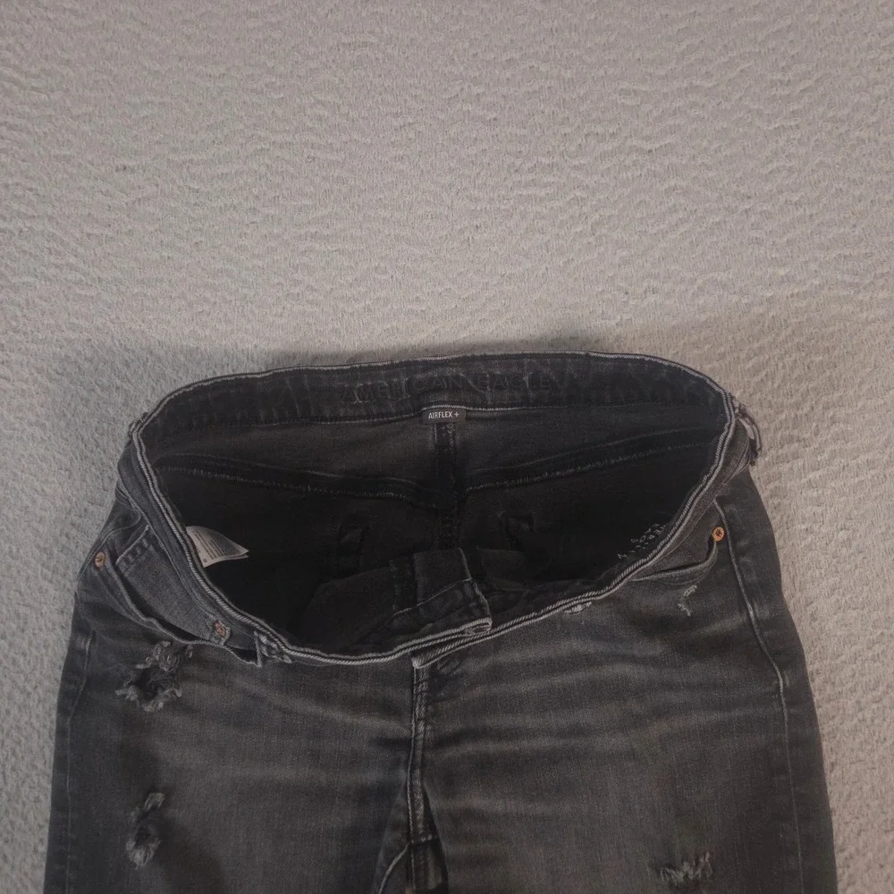 American Eagle Jeans Mens 33x30 Black Athletic Fit Airflex Distressed Denim